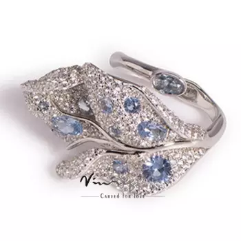 Женское Открытое кольцо из серебра 100% пробы, с синим шпинелем