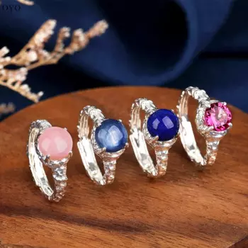 Женское Открытое кольцо из серебра 100% пробы с топазом