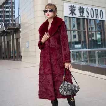 Женское пальто из искусственного меха с лисьим мехом больших размеров, осень-зима 2024, новая теплая меховая цельная длинная парка женская