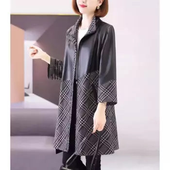 Женское пальто из искусственной кожи, куртка большого размера на осень-зиму, 2024