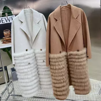 Женское пальто из натурального меха, женская зимняя теплая кашемировая шерстяная куртка, лидер продаж 2024