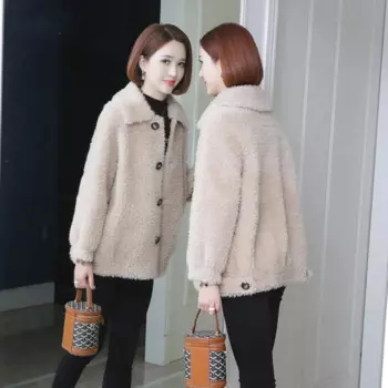 Женское пальто из овечьей шерсти, новая Корейская свободная универсальная модная теплая куртка на осень и зиму, повседневная верхняя одежда, Женская куртка E497