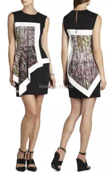 Женское платье без рукавов, с принтом и баской