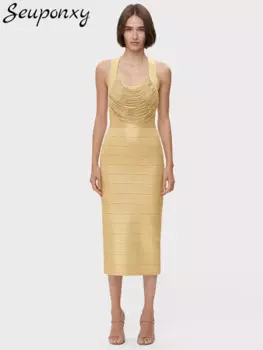 Женское платье без рукавов, с V-образным вырезом