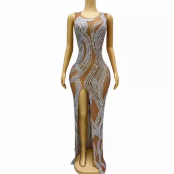 Женское платье без рукавов, с высоким разрезом