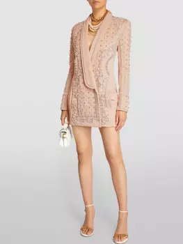 Женское платье-блейзер с жемчужинами и бриллиантами