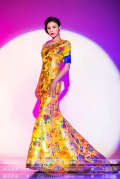 Женское платье-Ципао на одно плечо, с кисточками