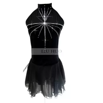 Женское платье для катания на коньках LIUHUO для девушек и женщин, тренировочное трико для ритмической гимнастики, костюм без рукавов, черные танцы