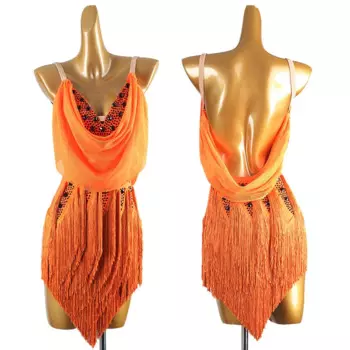 Женское платье для латиноамериканских танцев, откровенное платье с открытой спиной и градиентными кисточками, танцевальные костюмы для взрослых, модель DQL9173, 2024