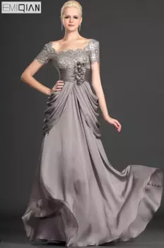 Женское платье для матери невесты, ТРАПЕЦИЕВИДНОЕ ПЛАТЬЕ с короткими рукавами и цветами, 2018