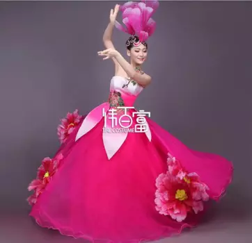 Женское платье для танцев с цветочной вышивкой