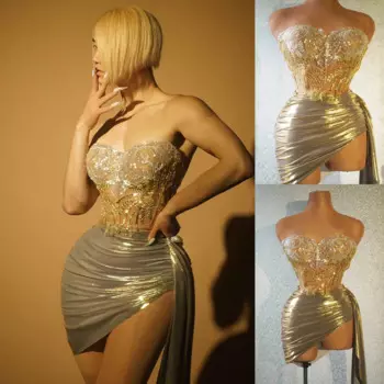 Женское платье для вечеринки, блестящая танцевальная юбка, клубный сценический костюм, танцевальный зал, Королевский наряд