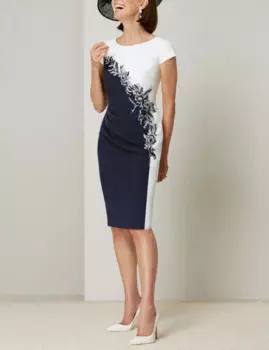 Женское платье-гребень, цвет темно-синий и белый