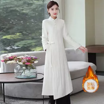 Женское платье из хлопка и льна, на шнуровке