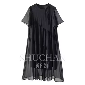 Женское платье из натурального шелка, на пуговицах