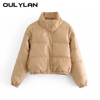 Женское платье из ПУ кожи, с воротником-стойкой