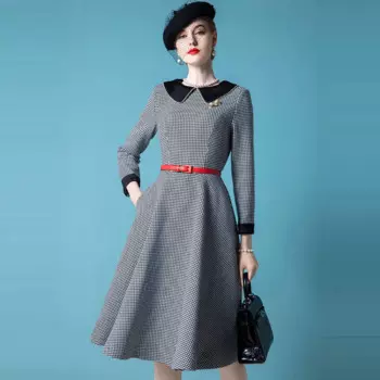 Женское платье-качели в стиле ретро, Осень-зима