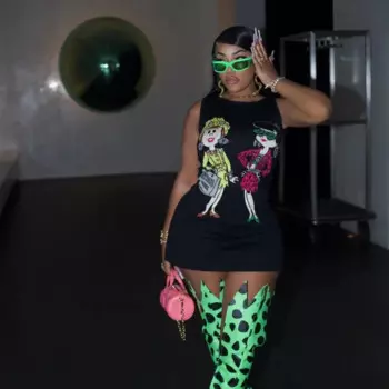 Женское платье-майка с круглым вырезом и принтом