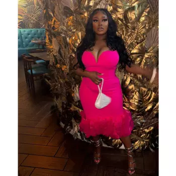 Женское платье-макси без бретелек, с оборками