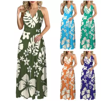 Женское платье-макси без рукавов, с оборками