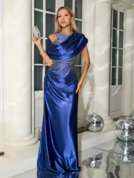 Женское платье-макси с круглым вырезом, без рукавов