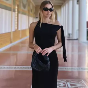 Женское платье-макси с круглым вырезом, без рукавов