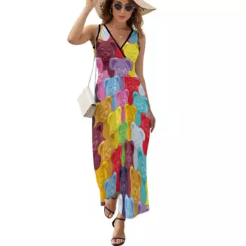 Женское платье-макси с принтом «Медведи»