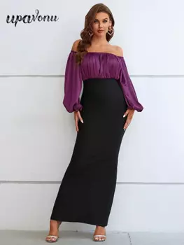 Женское платье-макси с рукавами-фонариками