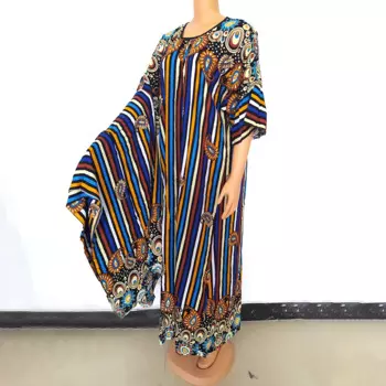 Женское платье-макси в полоску, с принтом