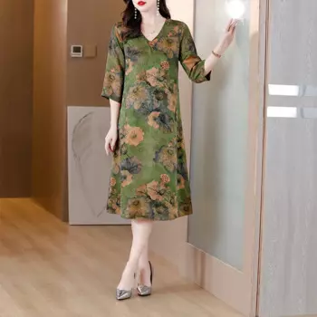 Женское платье-миди из шелка Mulberry с цветочным принтом