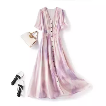 Женское платье-миди из шифона в французском стиле