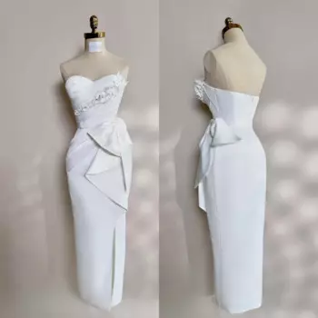 Женское платье-миди с цветочным принтом, без бретелек