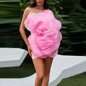 Женское платье-мини с открытой спиной, из органзы