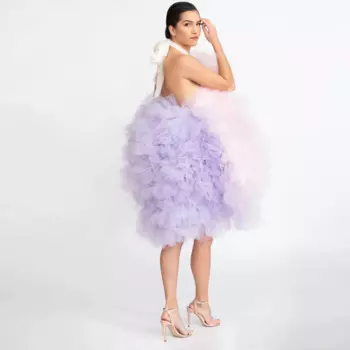 Женское платье-пачка с открытой спиной, из тюля