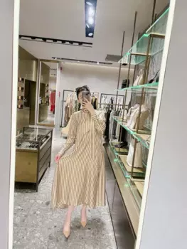 Женское платье-рубашка с длинным рукавом и бантом