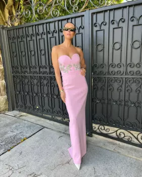 Женское платье-Русалка без бретелек, розового цвета