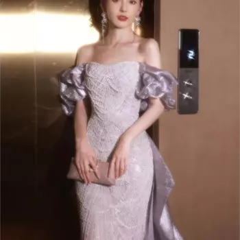 Женское платье-Русалка фиолетового цвета