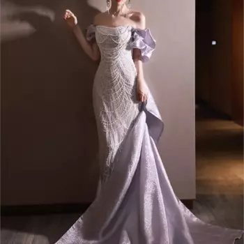 Женское платье-Русалка фиолетового цвета