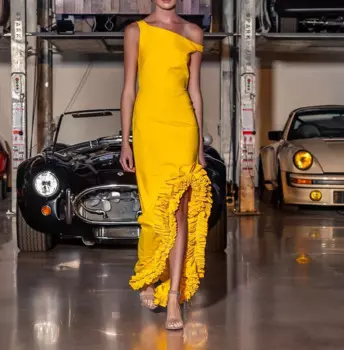 Женское платье-Русалка на одно плечо, с разрезом