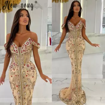 Женское платье-Русалка с открытыми плечами, ручной работы