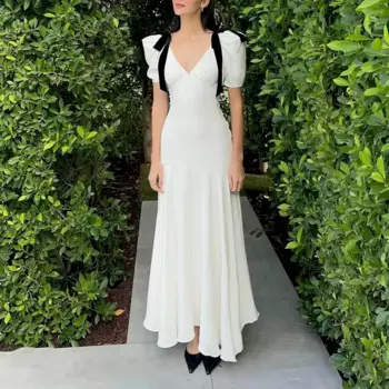 Женское платье-Русалка с v-образным вырезом и бантом