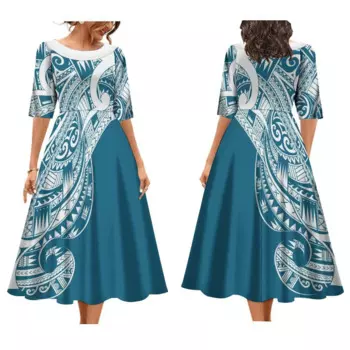 Женское платье с этническим принтом, летнее Свободное платье с коротким рукавом и шлейфом