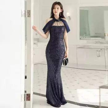 Женское платье с блестками для выпускного вечера