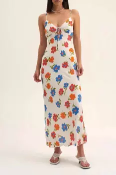 Женское платье с цветным цветочным принтом