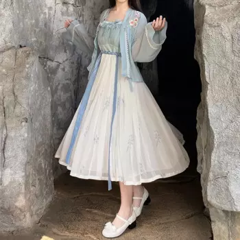 Женское платье с цветочной вышивкой, 3 предмета