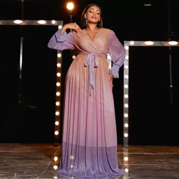 Женское платье с длинным рукавом, с поясом