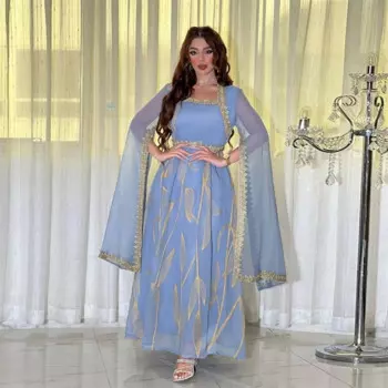 Женское платье с длинным рукавом, с вышивкой