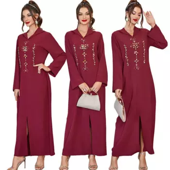 Женское платье с длинными рукавами Рамадан с капюшоном в мусульманском стиле женское платье макси в марокканском стиле