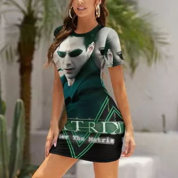 Женское платье с коротким рукавом, на бретелях