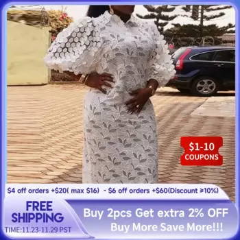 Женское платье с кружевной вышивкой, белое свободное приталенное платье-рубашка, Длинное Элегантное красивое платье